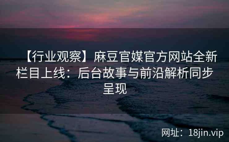 【行业观察】麻豆官媒官方网站全新栏目上线：后台故事与前沿解析同步呈现